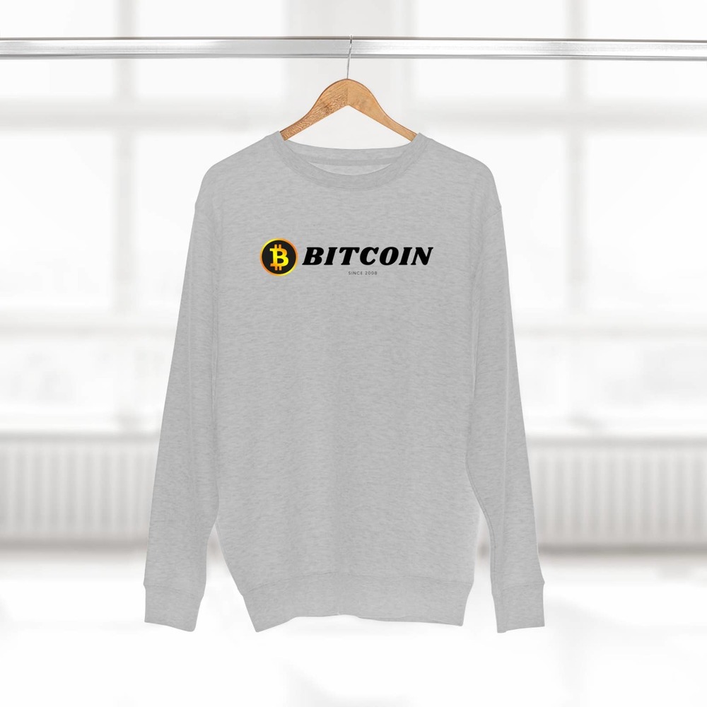 Bitcoin Crypto Logo Established First Unisex Premium Crewneck Sweatshirt Sweater